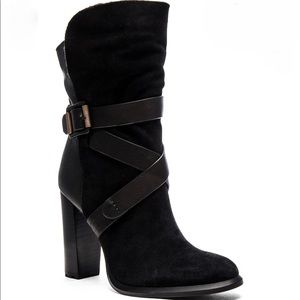 EUC leather & suede, lug sole healed boots - Calvin Klein Size 8